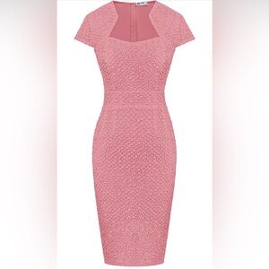 Pink 50’s Style Pencil Dress Cap Sleeves size Large